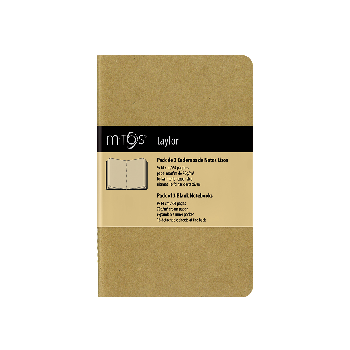 MITOS® TAYLOR-Pack3 Cadernos Notas Liso(9x14cm)64pag